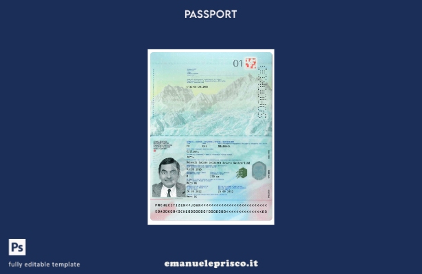 modello presente di passaporto svizzero in stile verificato